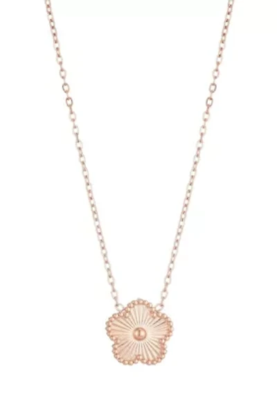 Tarnish Resistant 14k Rose Gold Plated 5-Leaf Clover Pendant Necklace