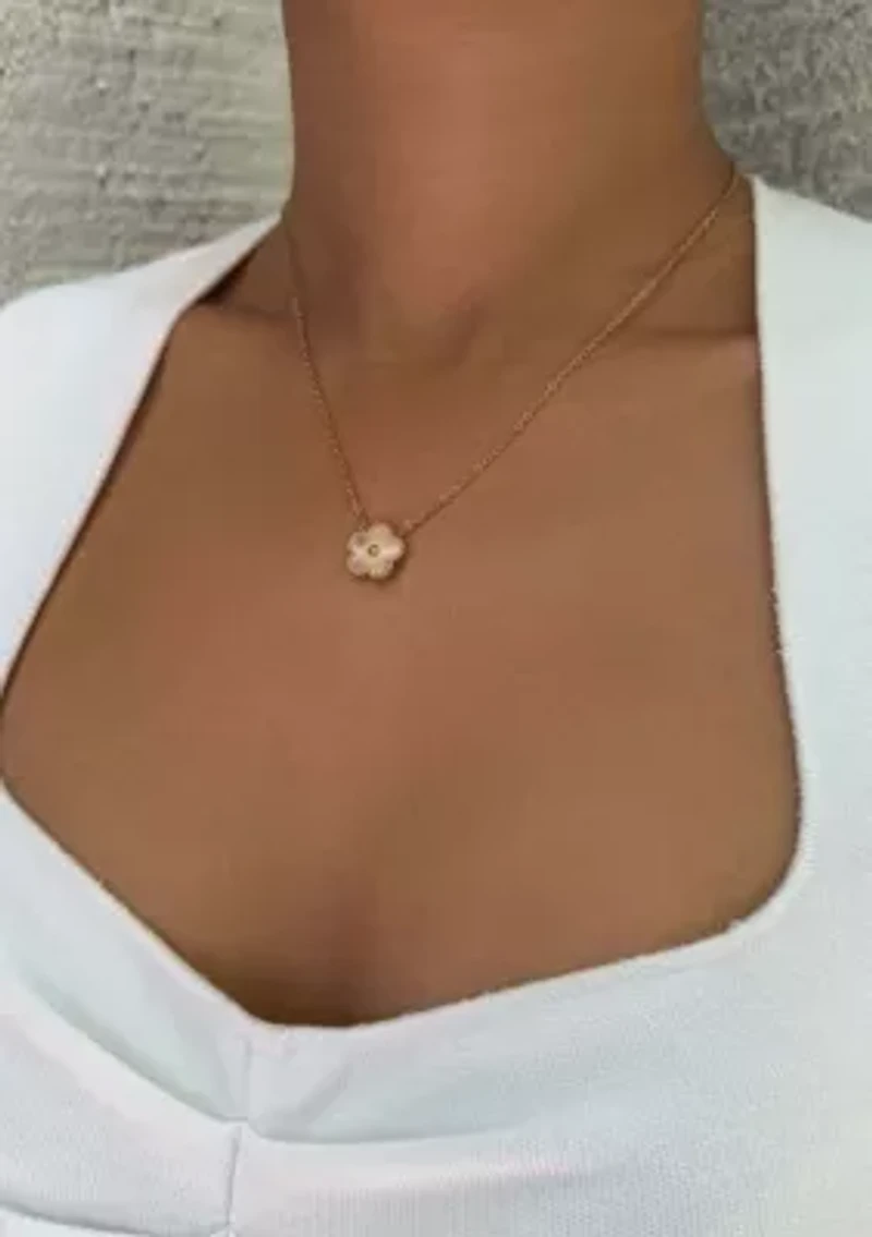 Tarnish Resistant 14k Rose Gold Plated 5-Leaf Clover Pendant Necklace