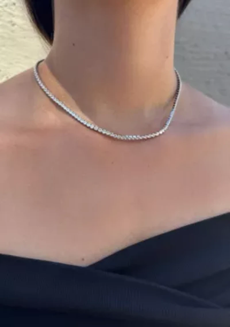 Silver Plated 3mm Tennis Chain Necklace