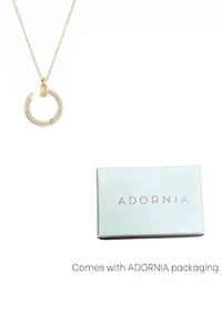 14k Yellow Gold Plated Curved CZ Nail Ring Necklace