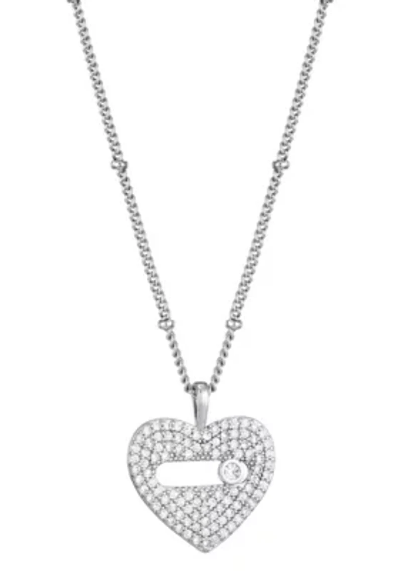 Silver Plated CZ Heart Necklace