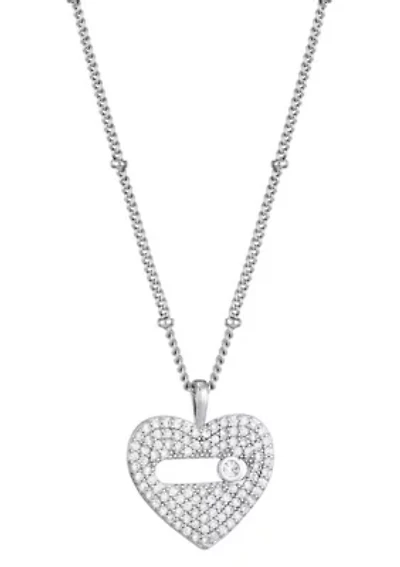 Silver Plated CZ Heart Necklace