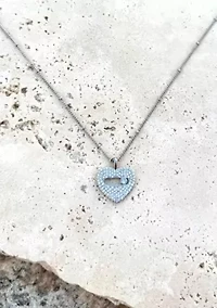 Silver Plated CZ Heart Necklace