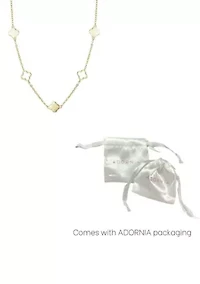 14k Gold Plated Clover Station Necklace