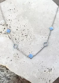 Silver Plated Clover Station Necklace