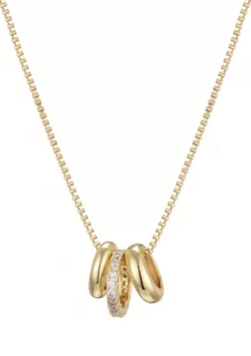 14k Gold Plated 3-Ring Necklace