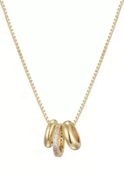 14k Gold Plated 3-Ring Necklace