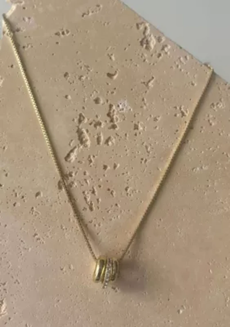 14k Gold Plated 3-Ring Necklace