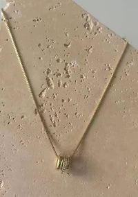 14k Gold Plated 3-Ring Necklace