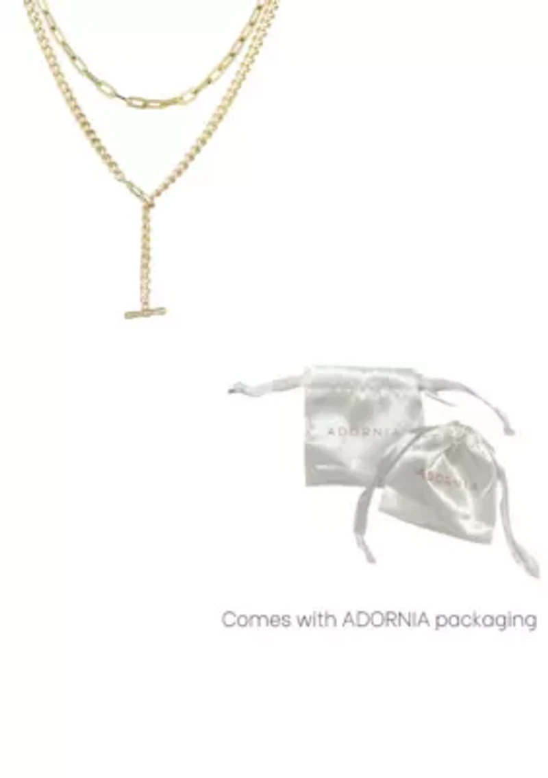 14k Gold Plated Toggle and Paperclip Set of 2 Necklaces