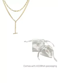 14k Gold Plated Toggle and Paperclip Set of 2 Necklaces