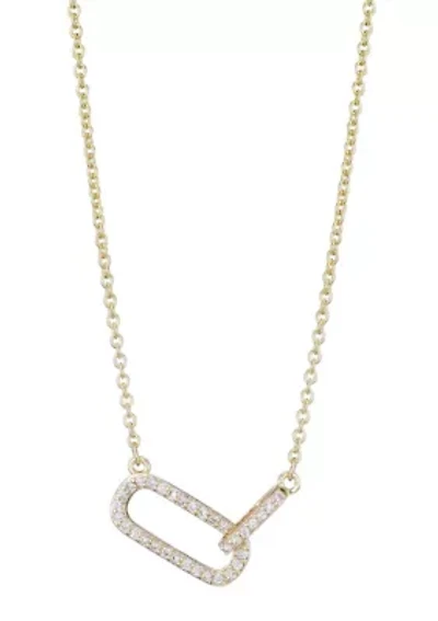 14k Gold Plated Pave CZ Links Necklace