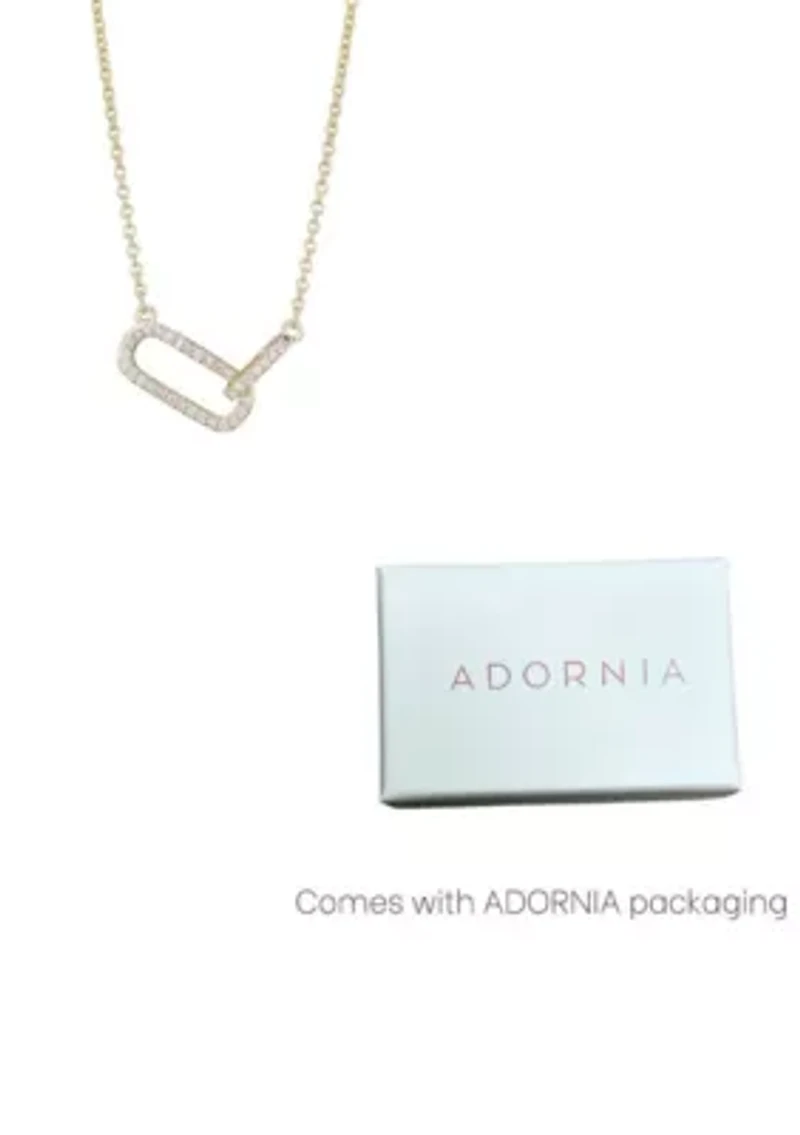 14k Gold Plated Pave CZ Links Necklace