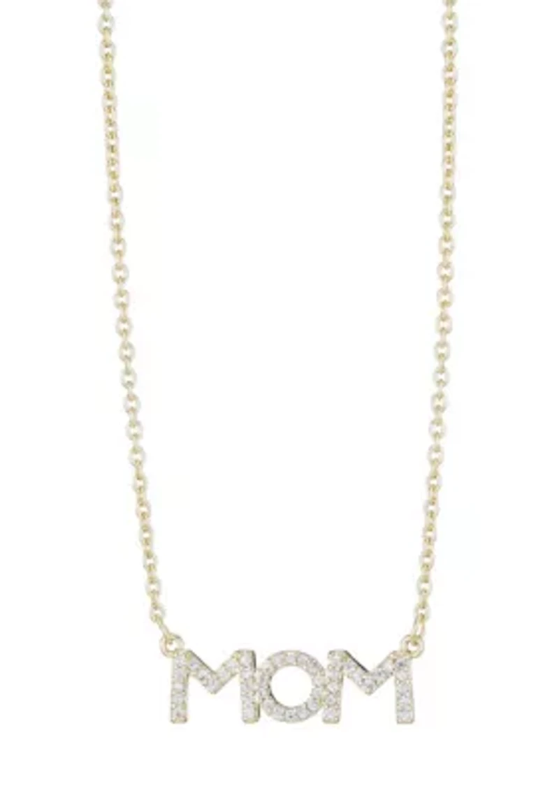 14k Gold Plated CZ MOM Necklace