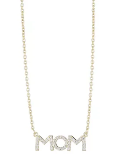 14k Gold Plated CZ MOM Necklace