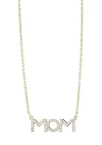14k Gold Plated CZ MOM Necklace