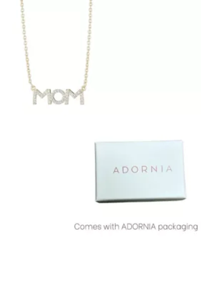 14k Gold Plated CZ MOM Necklace