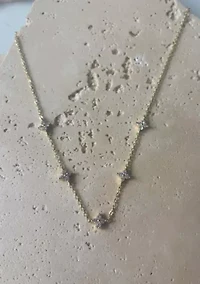 14k Gold Plated CZ Flower Station Necklace