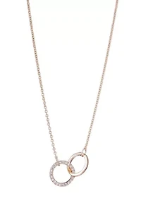 14k Rose Gold Plated Adjustable Pave CZ Rings Necklace