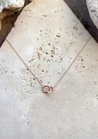 14k Rose Gold Plated Adjustable Pave CZ Rings Necklace