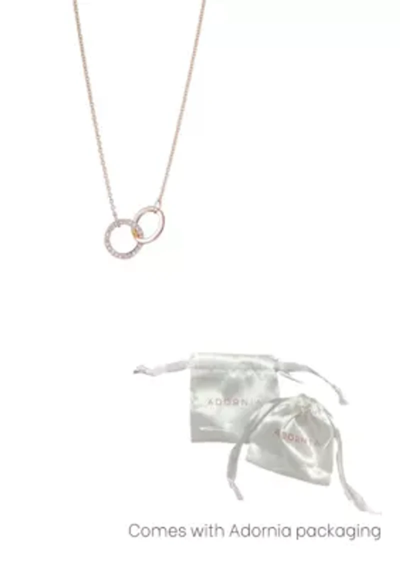 14k Rose Gold Plated Adjustable Pave CZ Rings Necklace