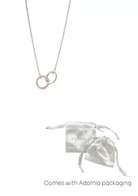 14k Rose Gold Plated Adjustable Pave CZ Rings Necklace