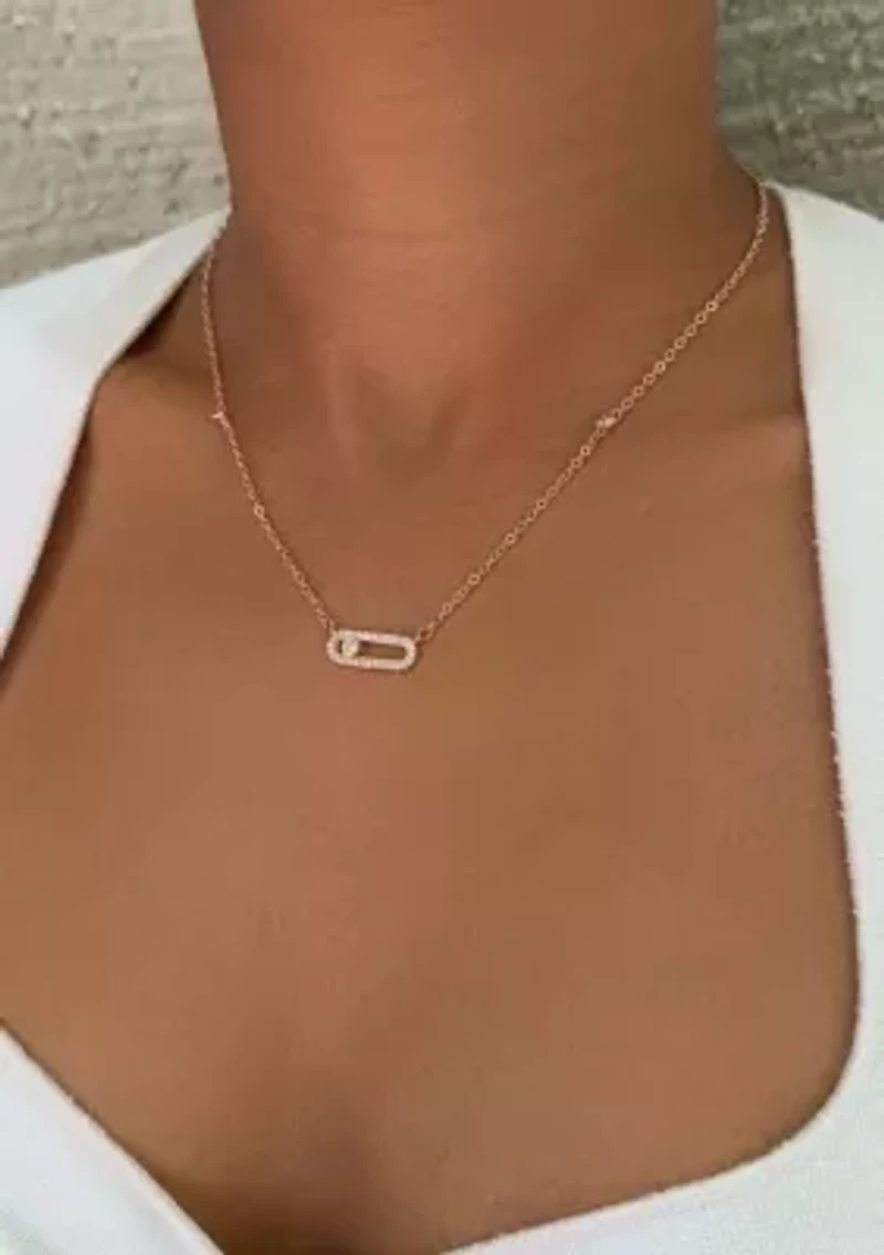 14k Rose Gold Plated Adjustable Dancing Stone Necklace