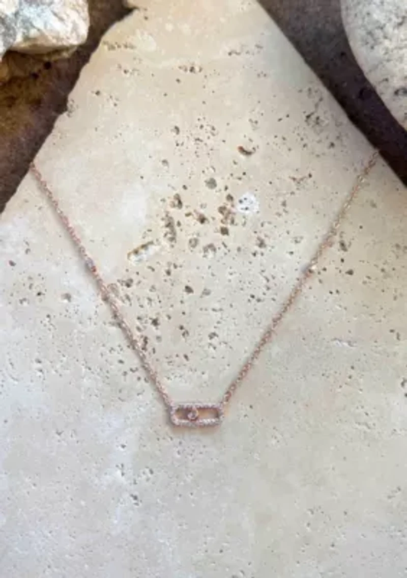 14k Rose Gold Plated Adjustable Dancing Stone Necklace