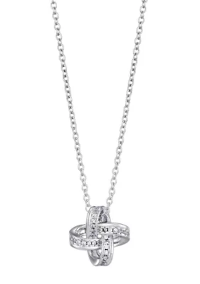 Silver Plated CZ Braided Knot Necklace