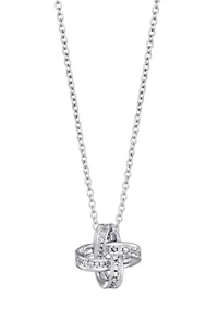 Silver Plated CZ Braided Knot Necklace