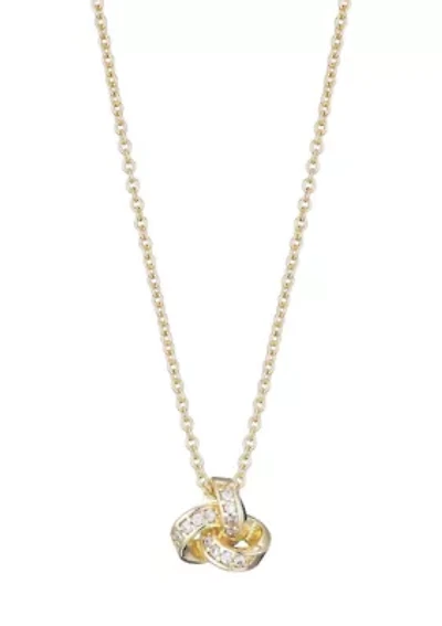 14k Gold Plated CZ Braided Knot Necklace