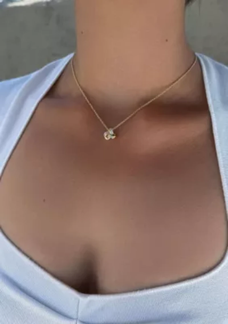 14k Gold Plated CZ Braided Knot Necklace