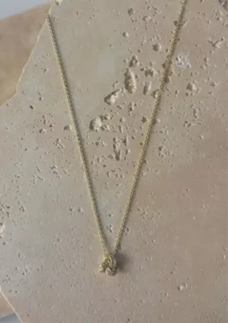 14k Gold Plated CZ Braided Knot Necklace