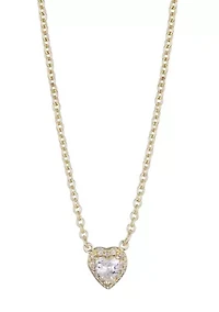 14k Gold Plated CZ Halo Heart Necklace