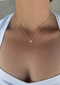 14k Gold Plated CZ Halo Heart Necklace