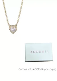 14k Gold Plated CZ Halo Heart Necklace