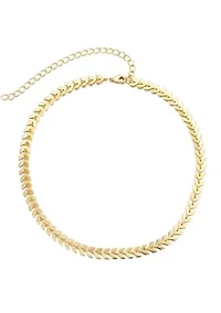 14k Gold Plated Fishtail Chain Adjustable Choker Necklace