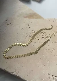 14k Gold Plated Fishtail Chain Adjustable Choker Necklace
