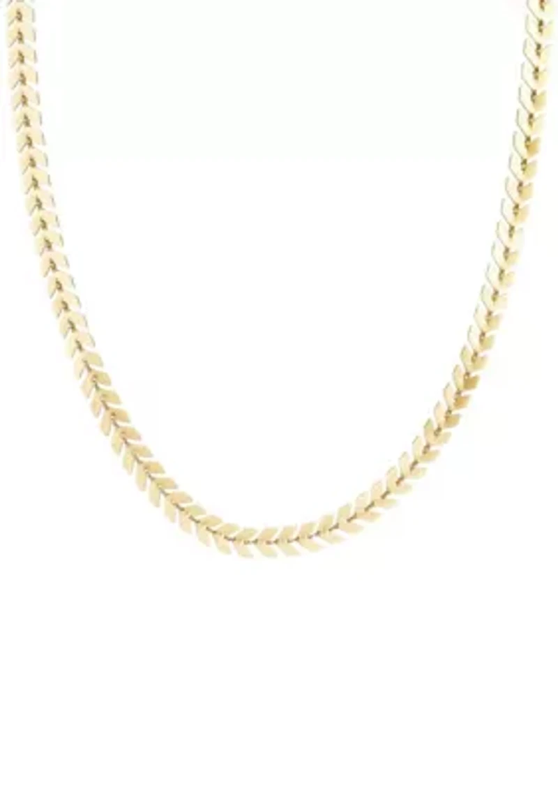 14k Gold Plated Fishtail Chain Adjustable Choker Necklace