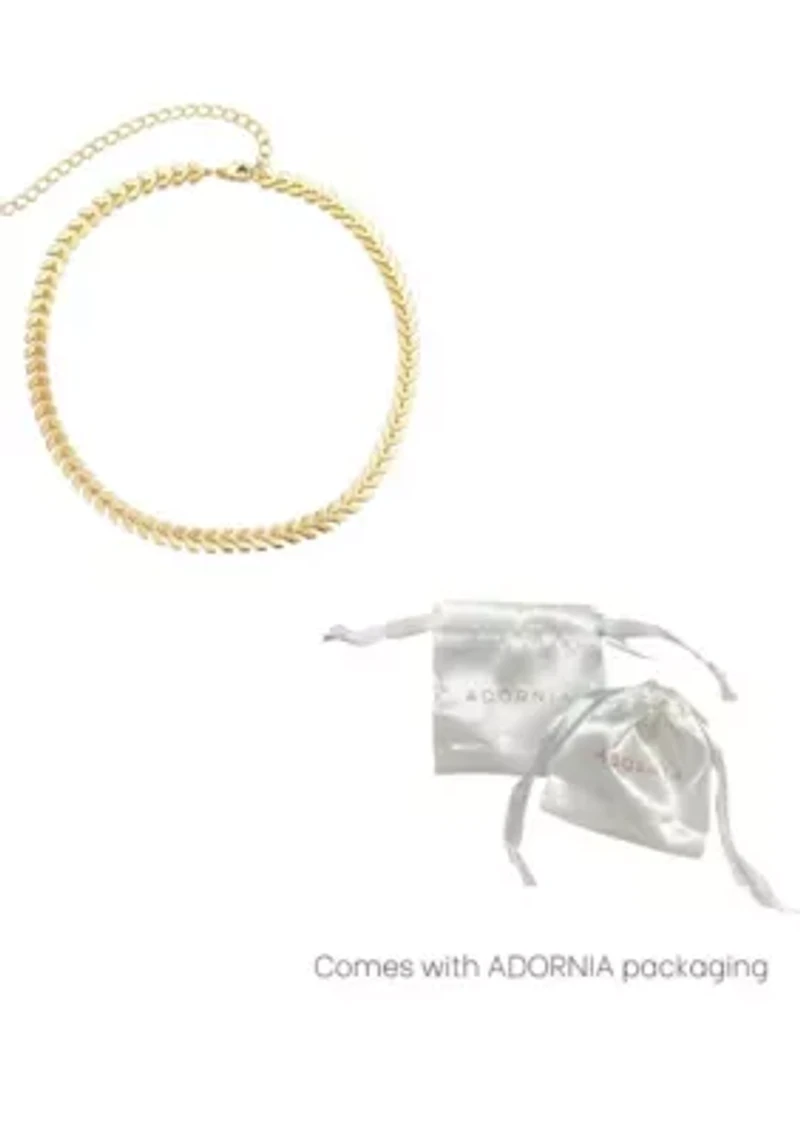 14k Gold Plated Fishtail Chain Adjustable Choker Necklace