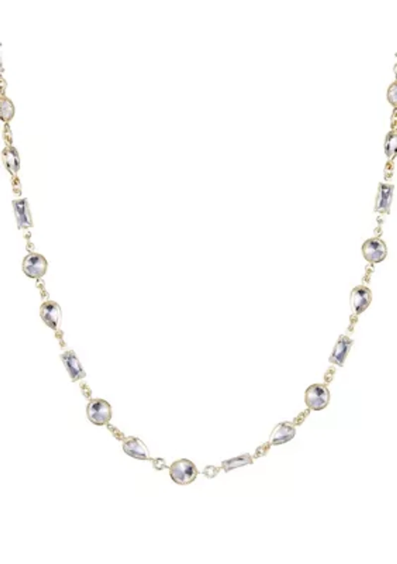 14k Gold Plated Mixed Shape Crystal Necklace