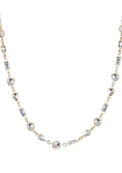 14k Gold Plated Mixed Shape Crystal Necklace