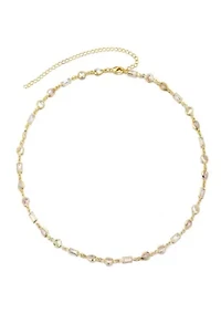 14k Gold Plated Mixed Shape Crystal Necklace