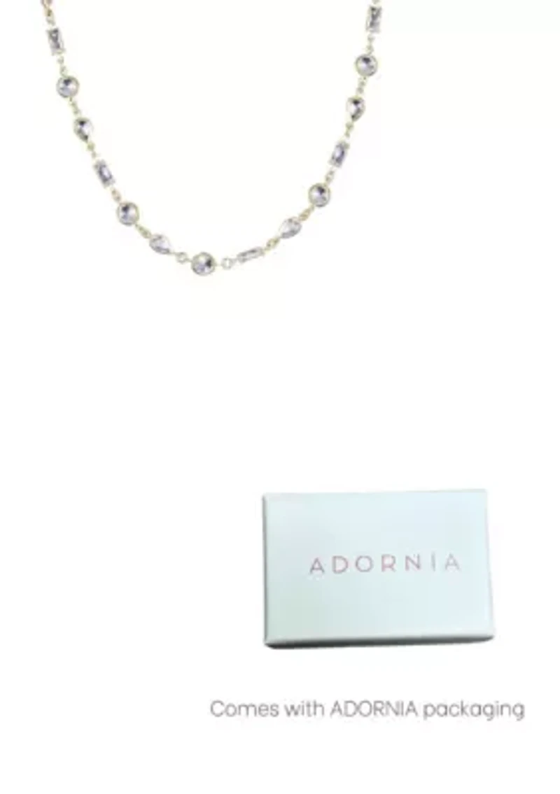 14k Gold Plated Mixed Shape Crystal Necklace