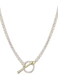 14k Gold Plated Crystal Toggle Tennis Necklace