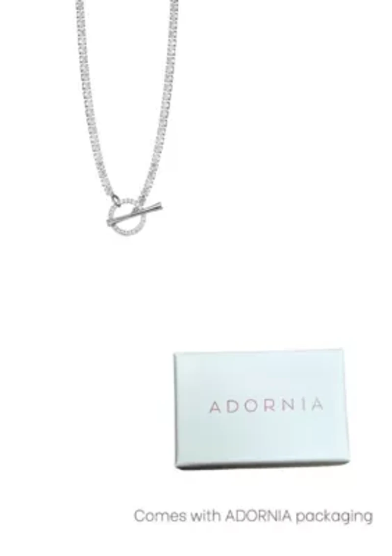 Silver Plated Crystal Toggle Tennis Necklace