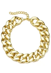 Gold Plated Lightweight Chunky Curb Chain Necklace