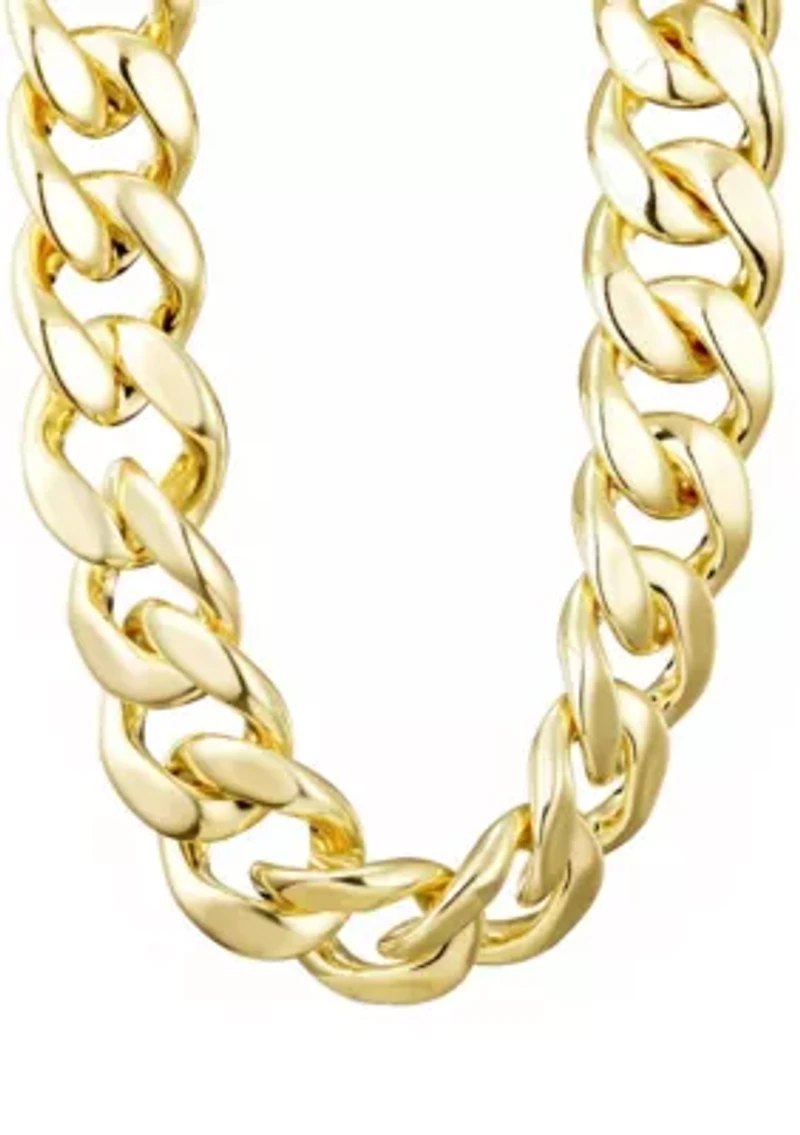 Gold Plated Lightweight Chunky Curb Chain Necklace