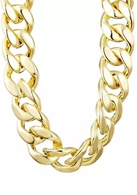 Gold Plated Lightweight Chunky Curb Chain Necklace