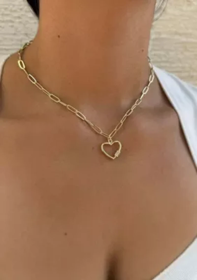 14k Gold Plated Carabiner Heart Necklace